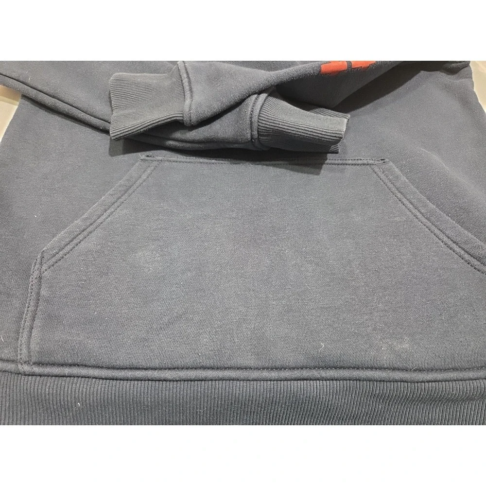 Unisex Carhartt Small Pullover‎ Hoodie Navy Blue And Maroon Logo Sleeve